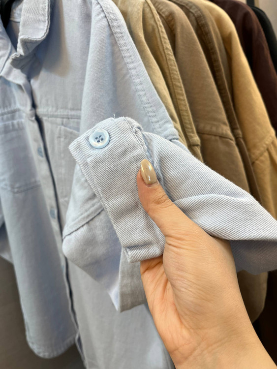 شومیز مانتویی کتان بدون آبرفت و رنگ دهی