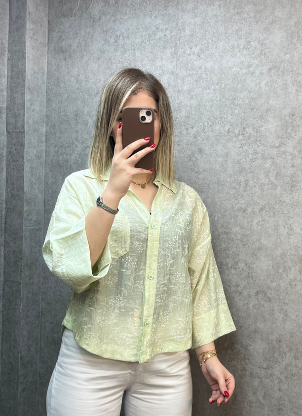 شومیز شیشه ای طرحدار مدل استین کمینو